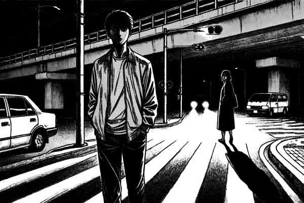 背後に不気味な女性