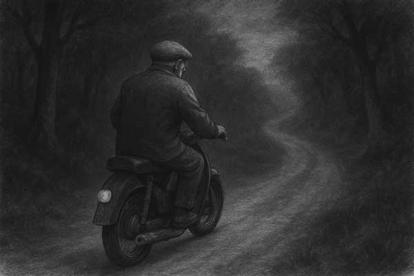 バイクに乗る老人